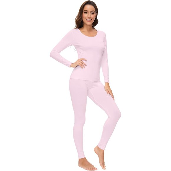 Moisture-Wicking Women’s Long Johns Pajama Set Sizes S-3X Ultra-Comfort